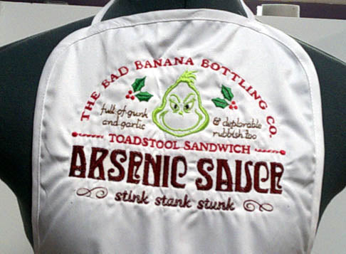 White Adult apron with funny recipe embroidered on the front FREE SHIPPING