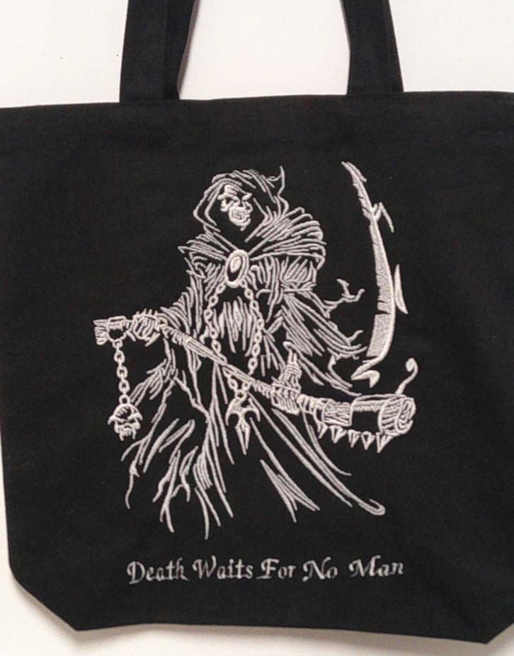Black gothic canvas tote bag