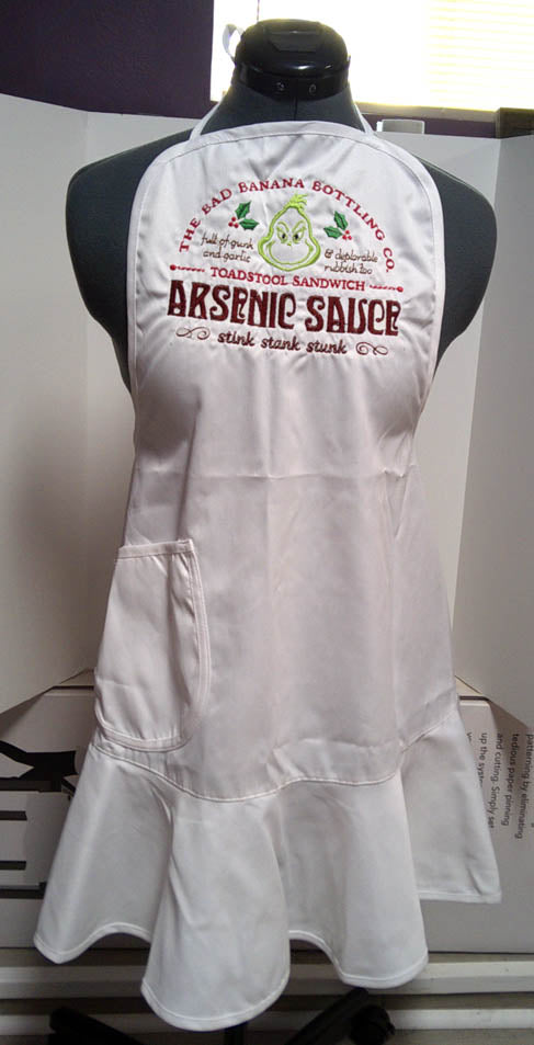 White Adult apron with funny recipe embroidered on the front FREE SHIPPING