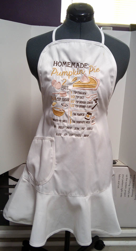 White Adult pumpkin pie recipe apron FREE SHIPPING
