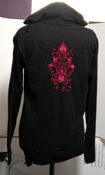Black lightweight hooded one of a kind jacket with haunted house embroidery. Size M FREE SHIPPING