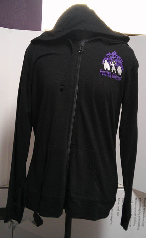 Black lightweight hooded one of a kind jacket with haunted house embroidery. Size M FREE SHIPPING
