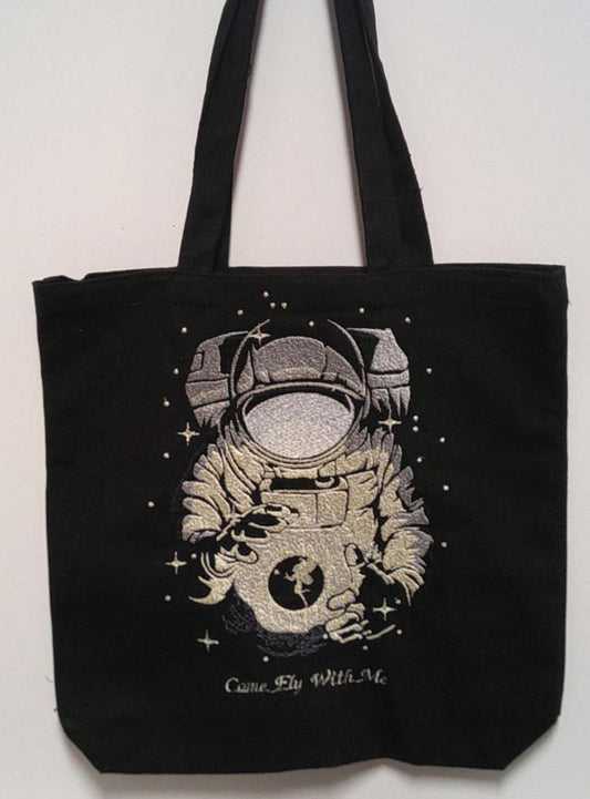 Come fly with me black tote bag