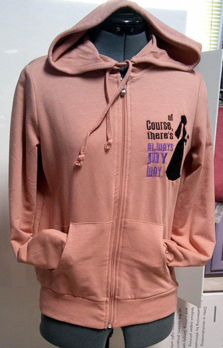 Coral colored lightweight one of a kind hooded jacket with embroidered spooky lady on front.  Size S FREE SHIPPING