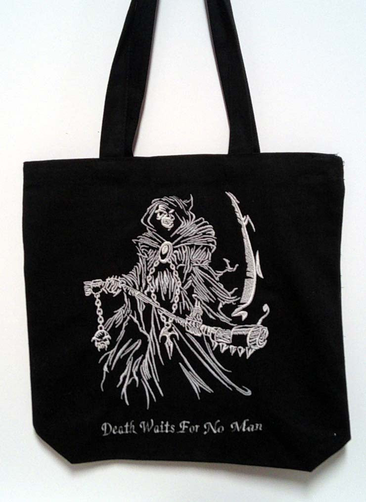 Black gothic canvas tote bag