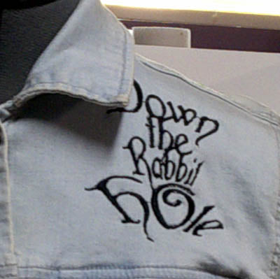 Demin repurposed jacket with fun characters embroidered on the back and front.  Size M Free Shipping