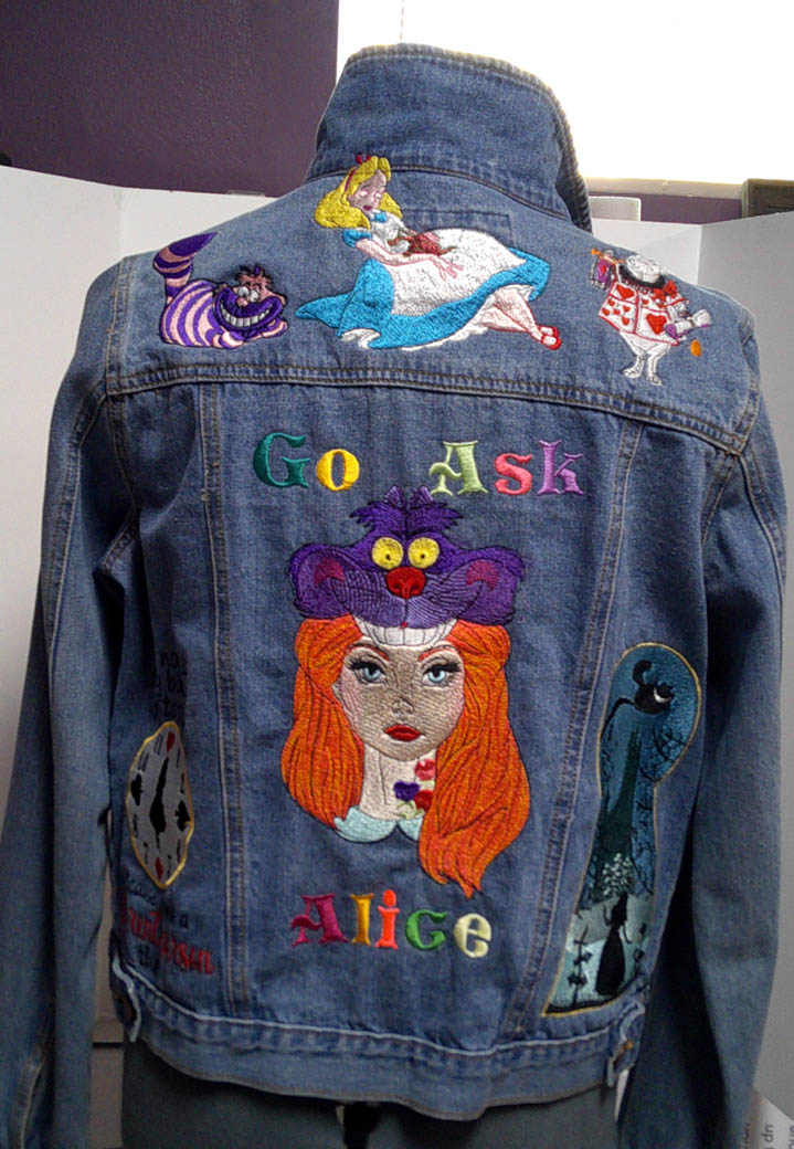 Repurposed one of a kind machine embroidered denim jacket.  Size M  FREE SHIPPING