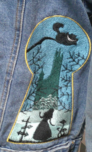 Repurposed one of a kind machine embroidered denim jacket.  Size M  FREE SHIPPING