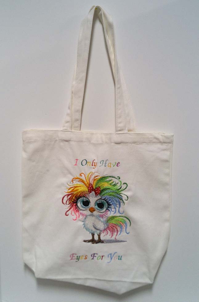 White silly chick canvas tote