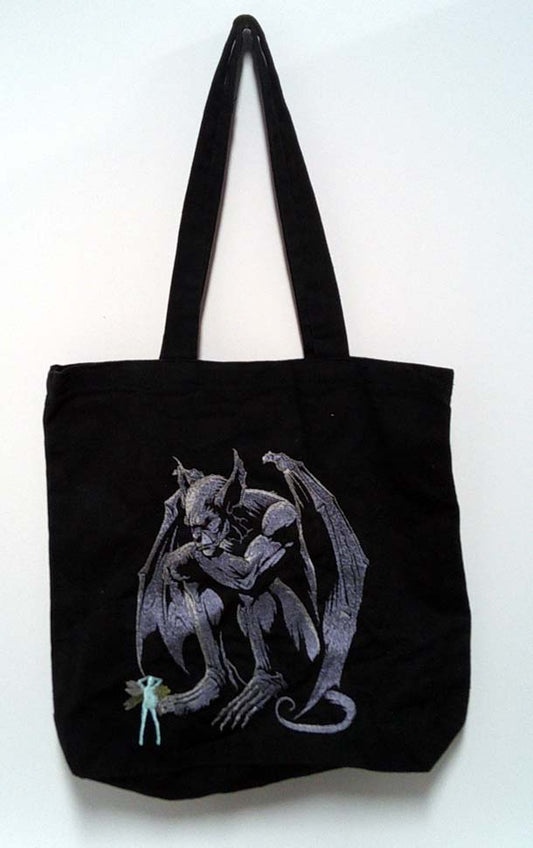 Black gargoyle and fairy tote bag