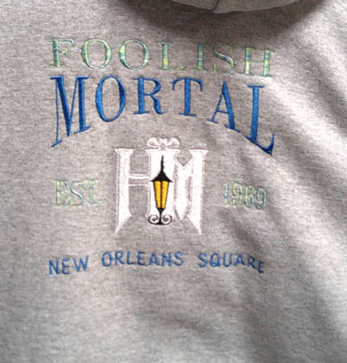 Grey hooded one of a kind sweatshirt machine embroidery haunted house on front and back size L FREE SHIPPING