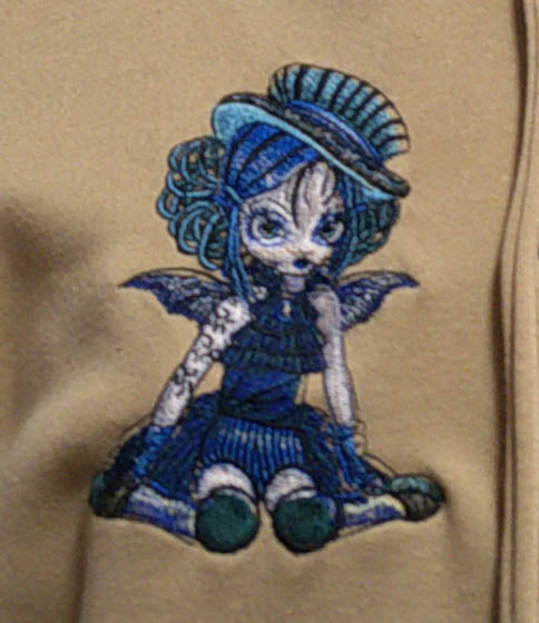 Letterman one of a kind Jacket with embroidered Fallen Angel design on back fairy on front Size L FREE SHIPPING