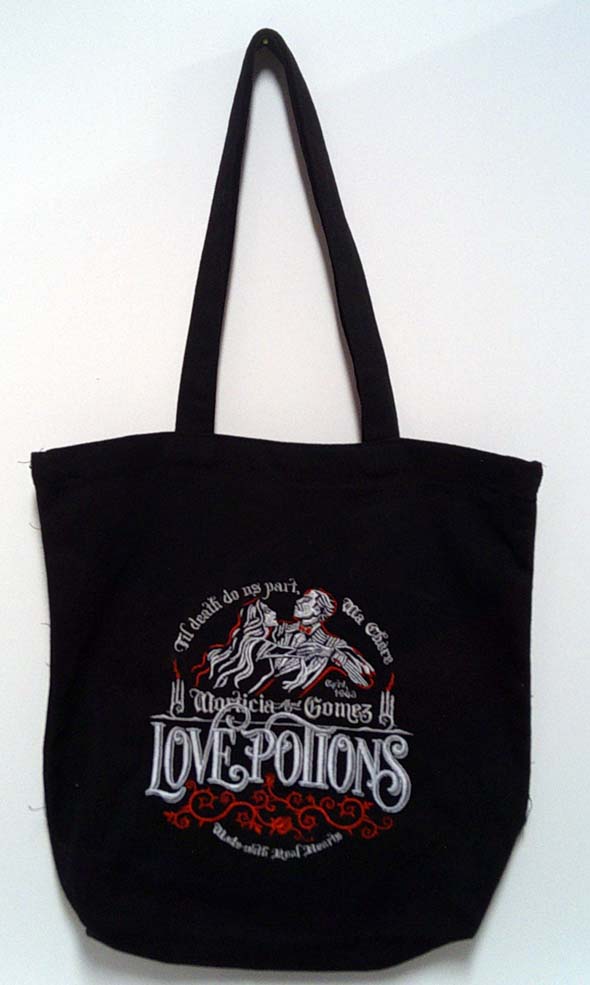Black canvas potion tote bag