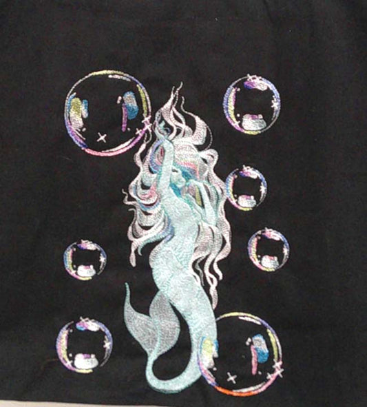 Black beautiful mermaid canvas tote bag