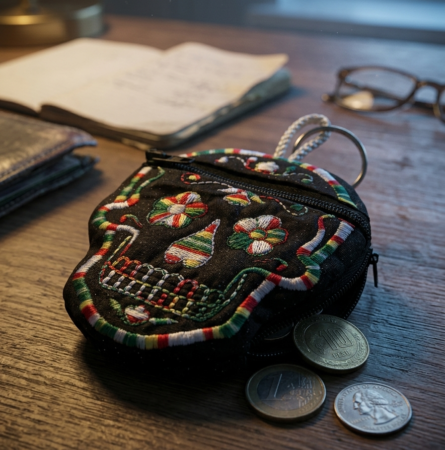 Sugar Skull keychain coin purse