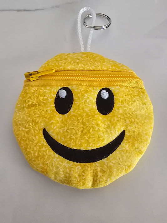 emoji smiling keychain coin purse